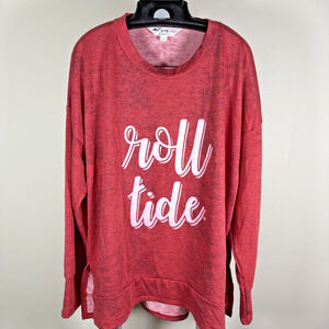 Flying Colors App. Alabama Roll Tide Red Tie Dye Long Sleeve Shirt Women's L NWT